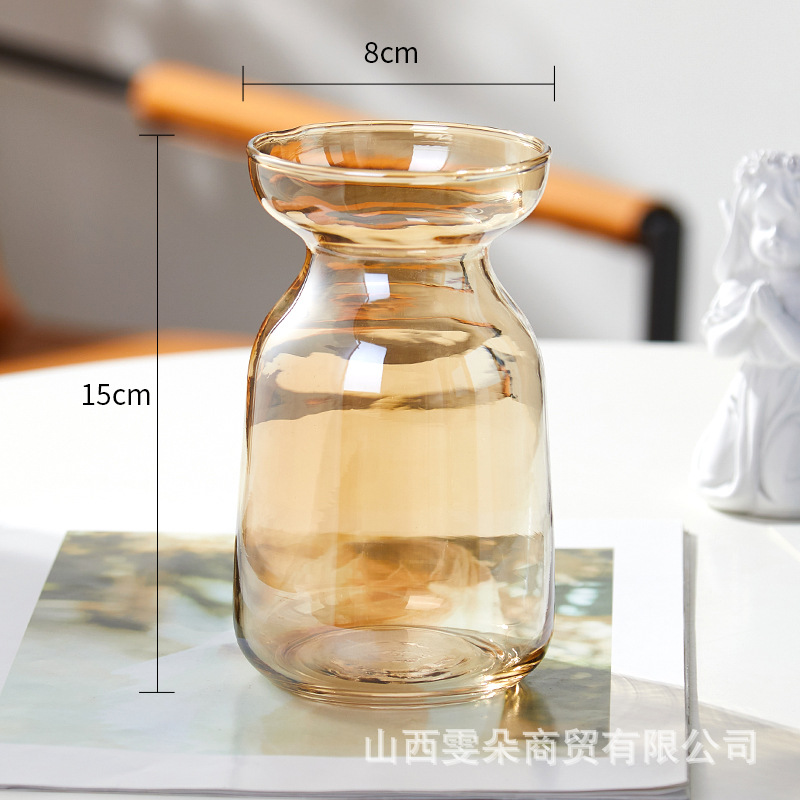 Elegant clear glass vase with modern minimalist design for home décor
