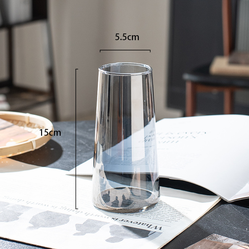 Tall clear glass vase with sleek cylindrical design for modern home décor