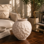 Ivory Lava Stone Ceramic Vase for Organic Modern Décor - Image 2