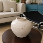 Rounded Stoneware Table Vase for Organic Modern Décor