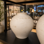 Rounded Stoneware Table Vase for Organic Modern Décor