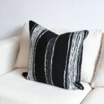 Silent Style Black & White Striped Pillowcase - Wool Embroidered