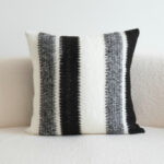 Light Luxury Stitching Wool Pillow - Black & White Gray Square