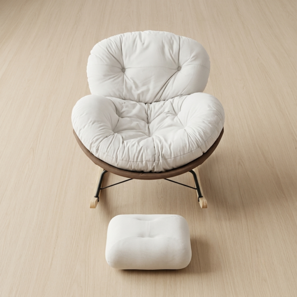 Modern lounge rocking chair with matching ottoman for stylish home interiors