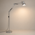 Modern adjustable floor lamp with flexible swing arm for reading and home office lighting