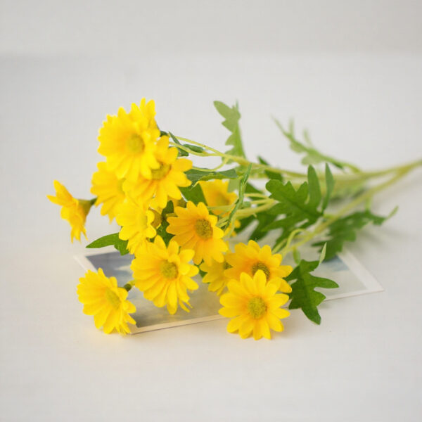 Artificial Daisy Flower Spray with realistic faux blooms and green foliage for home décor