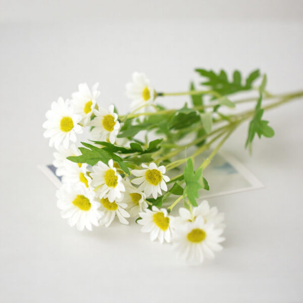 Artificial Daisy Flower Spray with realistic faux blooms and green foliage for home décor