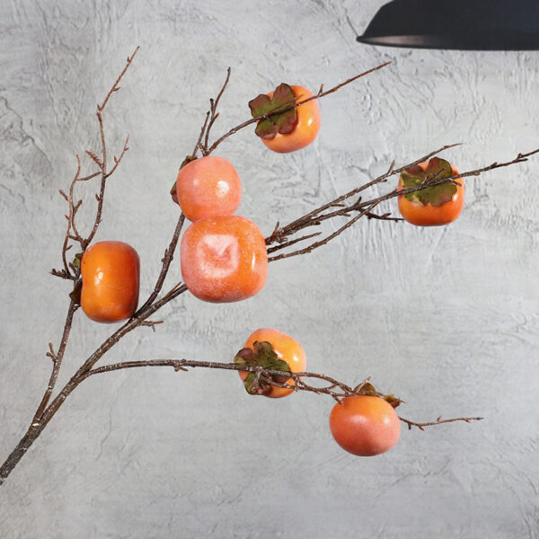 Artificial Fruit Branch with realistic faux fruits and green leaves for home décor