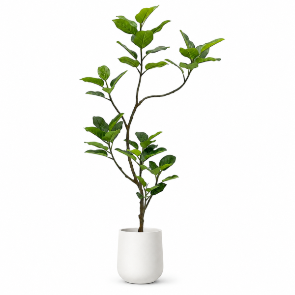 Artificial Fiddle Leaf Fig Tree with realistic green leaves and a natural-looking trunk for modern indoor home décor.