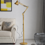 Modern adjustable floor lamp with flexible swing arm for reading and home office lighting
