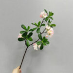 Artificial Desert Rose Branch with realistic flowers and green leaves for home décor