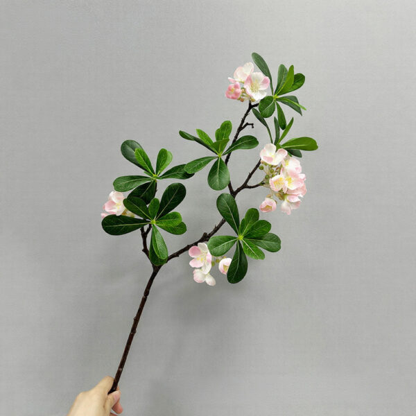Artificial Desert Rose Branch with realistic flowers and green leaves for home décor