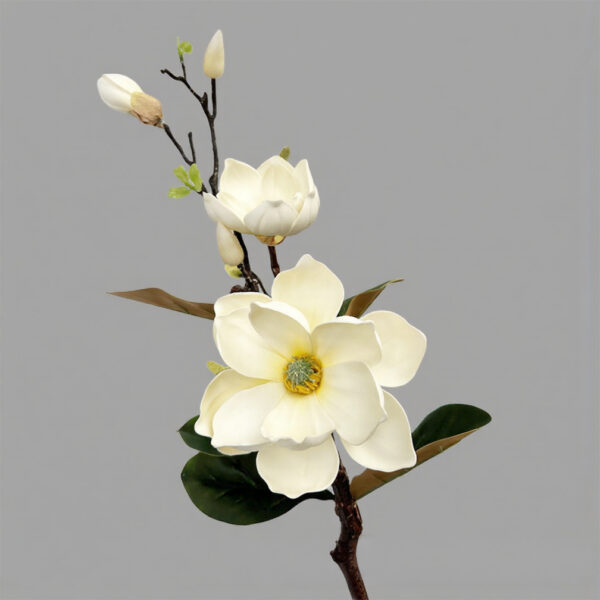 Artificial Magnolia Stem with realistic faux flowers for elegant home décor