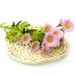 Artificial Daisy Flower Spray with realistic faux blooms and green foliage for home décor