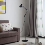 Modern adjustable floor lamp with flexible swing arm for reading and home office lighting