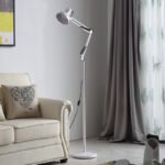 Modern adjustable floor lamp with flexible swing arm for reading and home office lighting