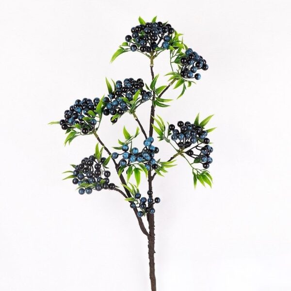 Artificial Berry Spray with realistic faux berry clusters and green leaves for home décor