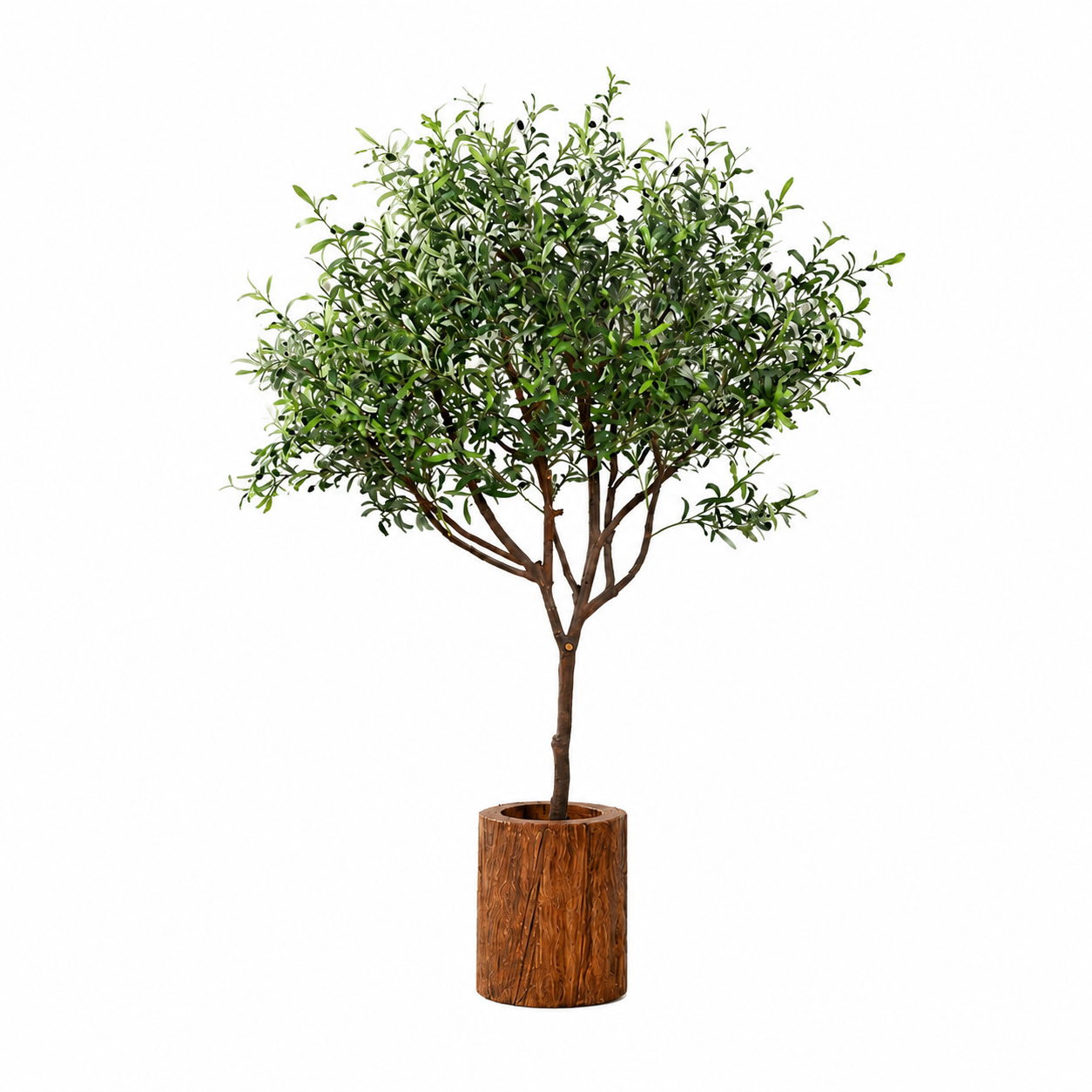 tree 2 Premium Artificial Olive Tree with realistic green leaves, lifelike olive fruits, naturally shaped branches, and a textured trunk for modern indoor home décor.